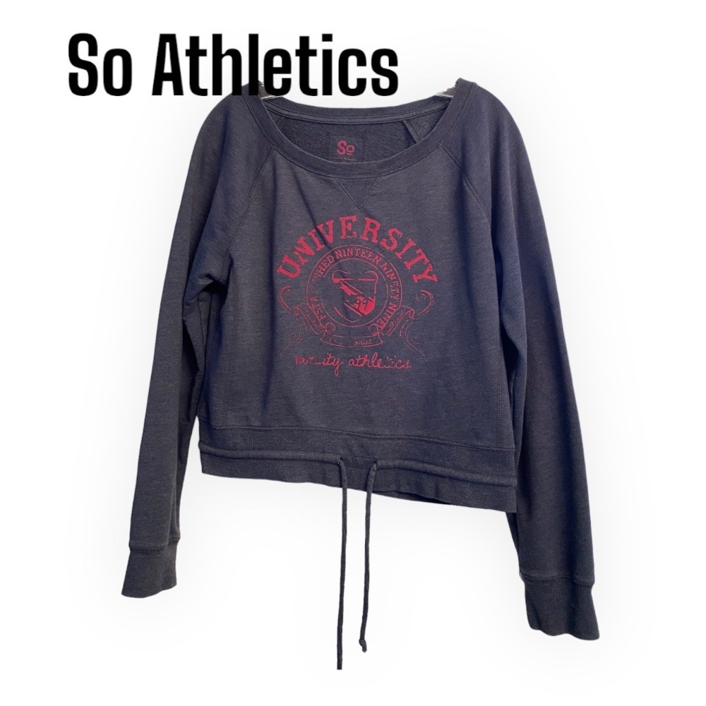 So University Crop Blue String Sweatshirt XL
